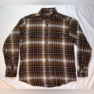 Wolverine Men’s Size M Brown & White Flannel Heavyweight Button Up Over Shirt